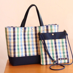 【2019 Lucky Bag】手織格紋手提包和Sococh套裝（藍色） 第1張的照片