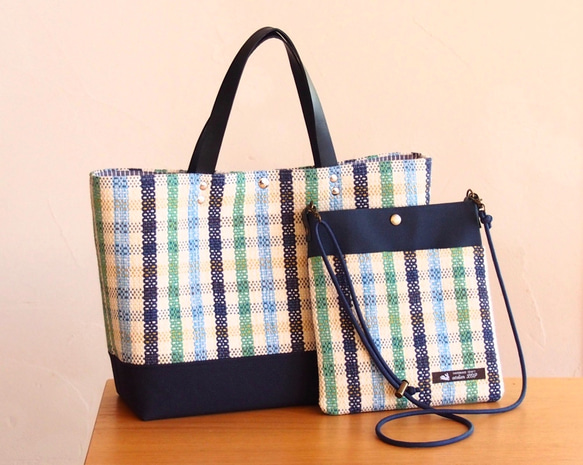 【2019 Lucky Bag】手織格紋手提包和Sococh套裝（藍色） 第1張的照片