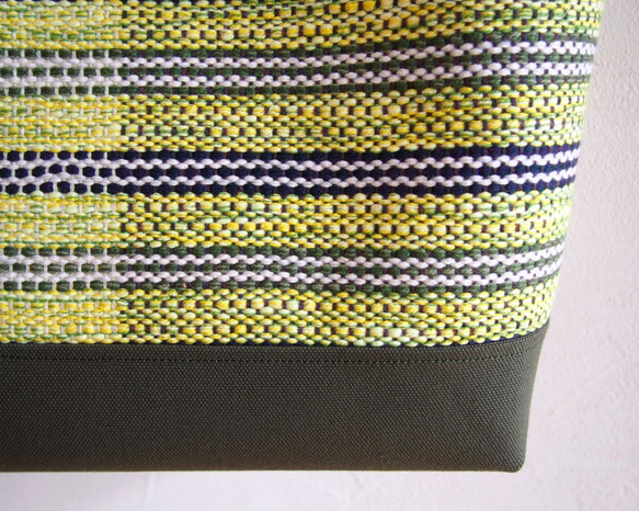 春季彩色邊框手工編織布手提袋（含羞草） 第4張的照片
