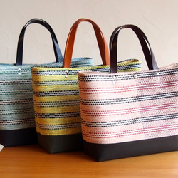 春季彩色邊框手工編織布手提袋（含羞草） 第6張的照片