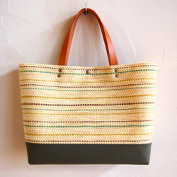 手工編織春季色混色手提包（檸檬） 第2張的照片