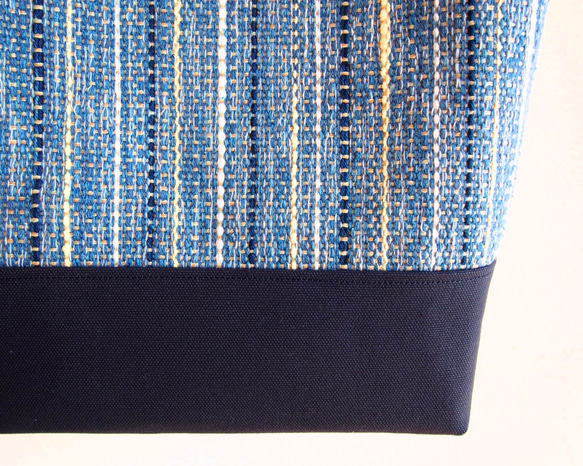 手織春季混色方形手提包（靛藍色） 第4張的照片