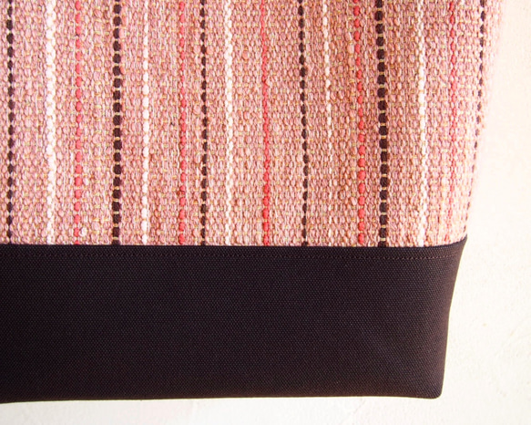 手織り春色ミックスカラーのスクエアトート（桜） 5枚目の画像