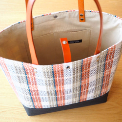 [限量秋季幸運袋]手工編織鄉村風格格紋馬奇特手提包和小包（橙色） 第3張的照片