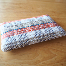 [限量秋季幸運袋]手工編織鄉村風格格紋馬奇特手提包和小包（橙色） 第9張的照片