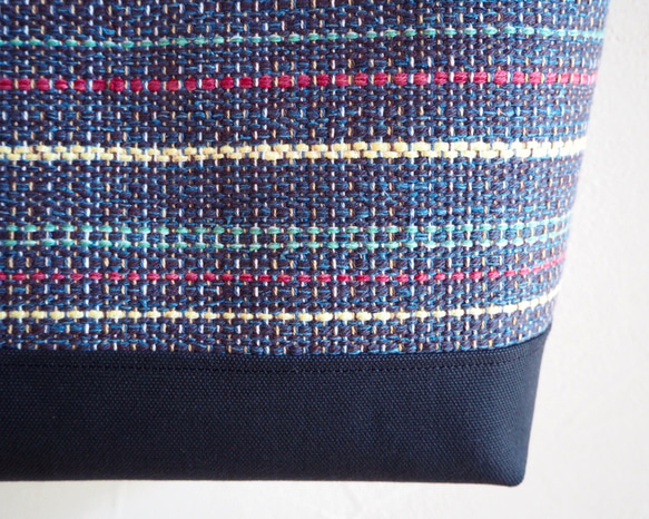秋季混合色手工編織布手提袋（藍色） 第4張的照片