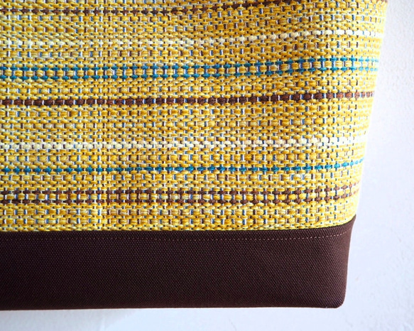 秋季拼色手工編織托特包（黃色） 第4張的照片