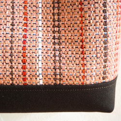 【SALE】秋のミックスカラー手織り布のポシェット（ローズ） 4枚目の画像