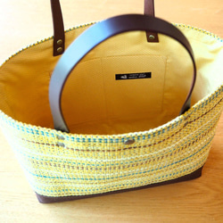 [限量秋季幸運袋]秋季混合色手工編織布手提袋和郵袋套（黃色） 第3張的照片