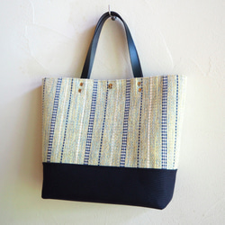 【清貨】初夏混色手織布方形手提包（本色） 第5張的照片