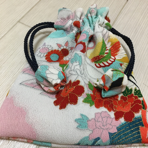 七五三着物リメイク 巾着 四つセット 巾着袋 こけしちゃん 通販