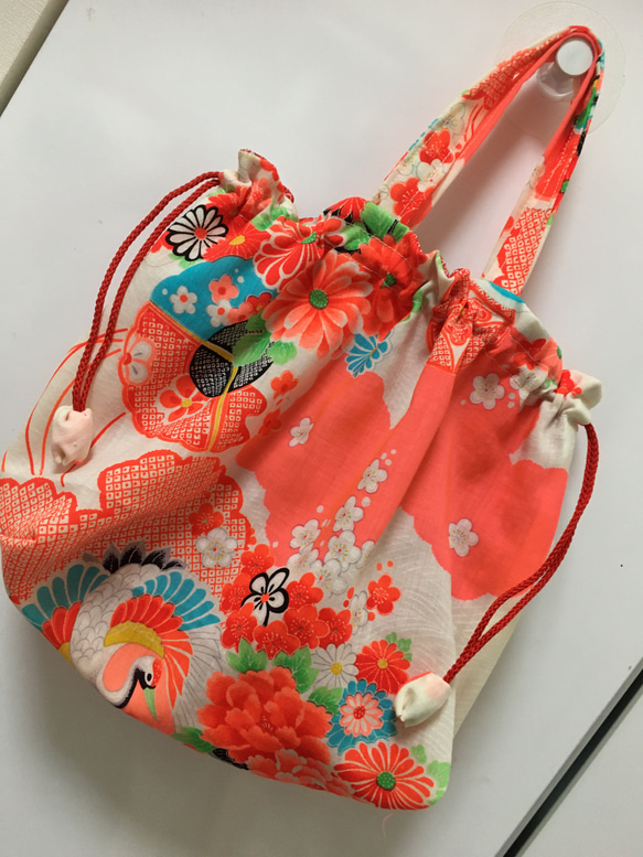 七五三★リメイクバッグ 七五三お着物リメイク ハンドメイド巾着型エコバッグ エコバッグ