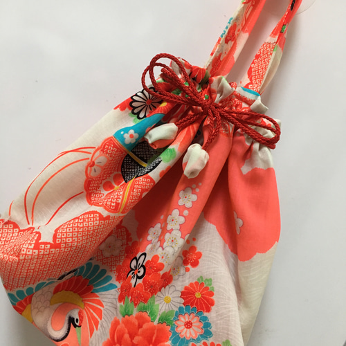 七五三お着物リメイク ハンドメイド巾着型エコバッグ エコバッグ