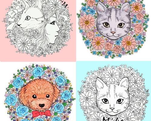 【ペット画ミニサイズ】オーダー制作　犬　猫　動物　イラスト ペット似顔絵 イラスト オーダーメイド 犬 猫 うさぎ 動物 お