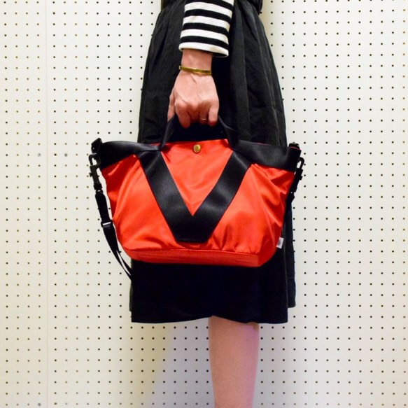 ナイロンツイル/２wayトート「Twill/French tote  S」 (Red) 5枚目の画像