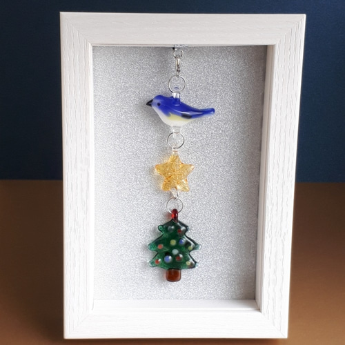 ガラス製幸せの青い鳥クリスマスオーナメント ガラス製幸せの青い鳥クリスマスオーナメント