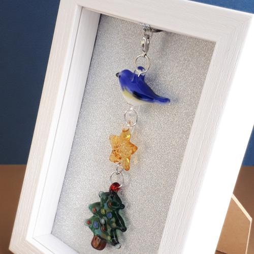 Creema限定 幸せの青い鳥 ルリビタキ クリスマスツリー 飾り ガラス