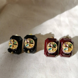 Vintage Earrings ヴィンテージイヤリング＜Burgundy＞ 1枚目の画像