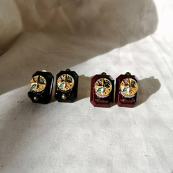 Vintage Earrings ヴィンテージイヤリング＜Burgundy＞ 2枚目の画像