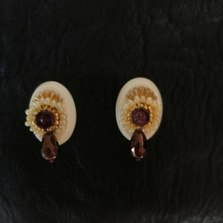 Burgundy vintage earrings 大ぶり バーガンディー ヴィンテージ