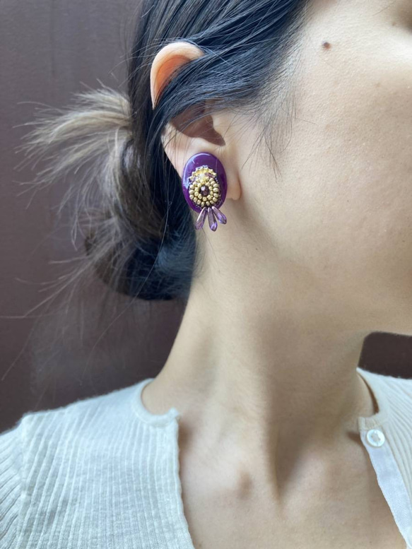 Purple Vintage Earring パープル ヴィンテージイヤリング 4枚目の画像