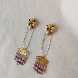 Vintage Earring ビーズフリンジ ヴィンテージイヤリング＜Light purple＞ 5枚目の画像