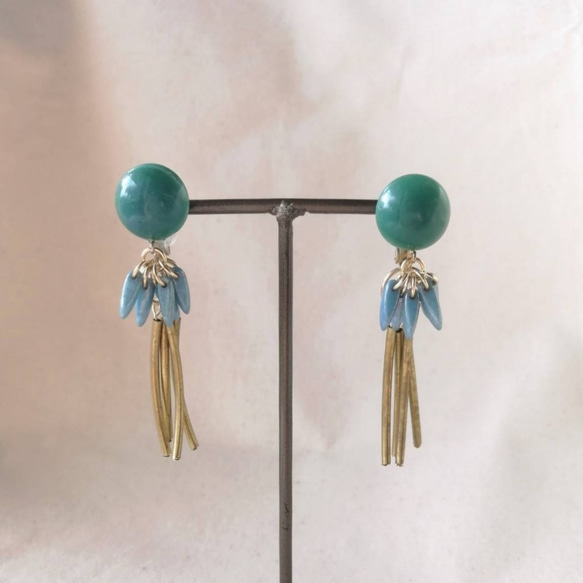 2way Vintage Earring ヴィンテージイヤリング＜Montana alabaster＞ 6枚目の画像