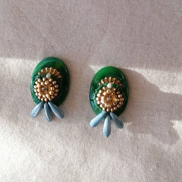 Green Vintage Earring グリーンヴィンテージイヤリング 4枚目の画像