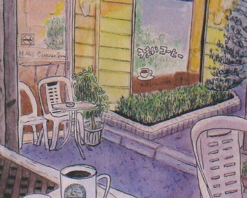 カフェの風景 油彩画 orudo_s4-7711f6-3