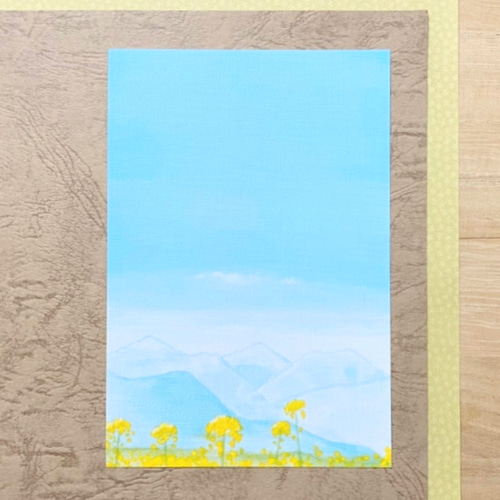無題 山と湖の風景画 油絵さわやか サイン有り