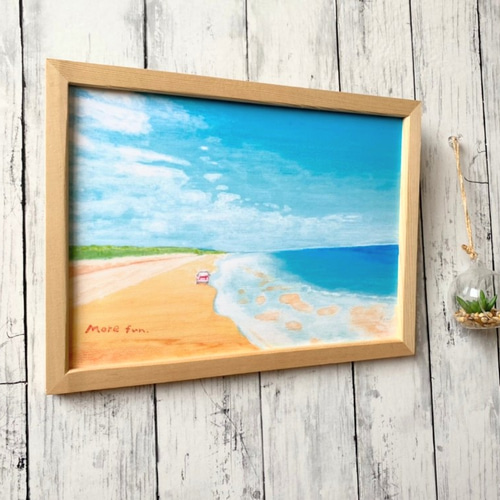 No.226フレーム付きキャンバスアート　風景画　アートポスター　海の絵画 海の絵 風景画『More fun』 アート ポスター 海 空 夏 希望 絵