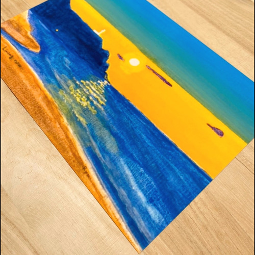 海の絵 『Living now』 アート ポスター 海 夕陽 絵 絵画 風景画