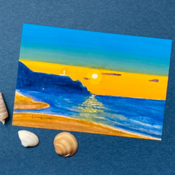 風景画 海の絵 【選べる3枚】『今を生きている』 ポストカード 海 空 名言 絵 絵画 イラスト アクリル画 ハガキ 3枚目の画像