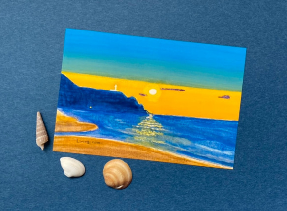 風景画 海の絵 【選べる3枚】『今を生きている』 ポストカード 海 空 名言 絵 絵画 イラスト アクリル画 ハガキ 3枚目の画像