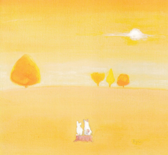 風景画 猫 『あなたに良いことが訪れますように』 アート ポスター 夕陽 名言 絵 絵画 水彩画 かわいい インテリア 3枚目の画像