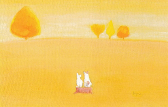 風景画 【選べる3枚】『あなたに良いことが訪れますように』ポストカード 猫 名言 夕陽 絵 イラスト 水彩画 ハガキ 3枚目の画像