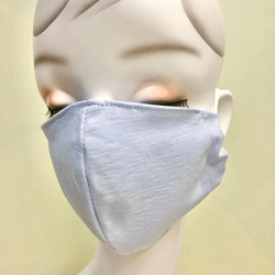 再再再販　接触冷感マスク　Mサイズ　アイスブルー　吸湿性　通気性　ひんやりクール夏マスク　ニット生地　通勤　通学シンプル 3枚目の画像