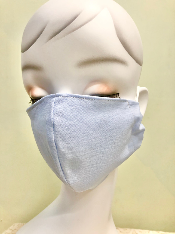 人気！コットン接触冷感マスク　Mサイズ　アイスブルー　吸湿性　通気性　ひんやりクール　夏マスク　通勤通学　シンプル　青 3枚目の画像