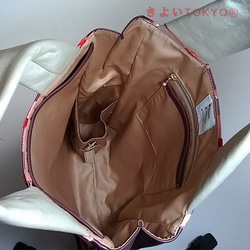 チェリーレッドのサテンリボン華やかバッグ【A4が入ります】/着物に合うバッグ（送料無料） 4枚目の画像