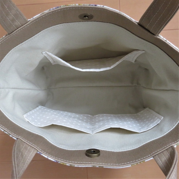 綿麻×帆布のトートバッグ（花柄・イエロー） 4枚目の画像