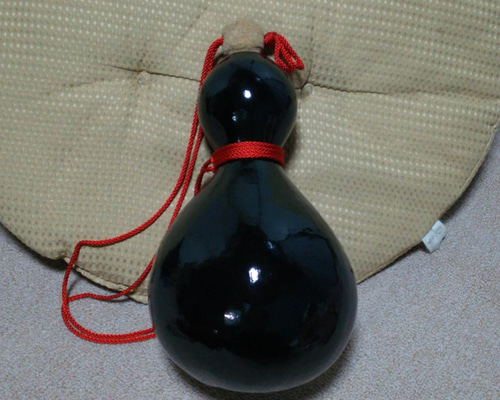 上州瓢箪 ひょうたんの置物022 黒金箔 高さ34cm 金箔貼り加工