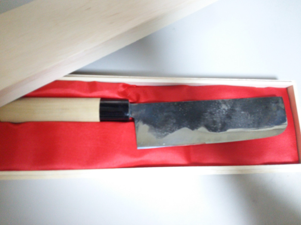 【炭素鋼使用】鍛造菜切り包丁(右手用柄使用)