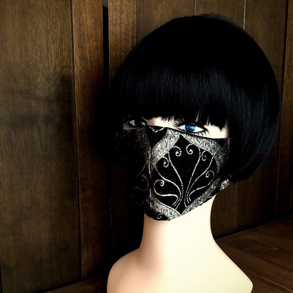 【フィルターポケット付】一点物：アラビアンゴシックなデザインマスク[jqtkb_2001_00] 7枚目の画像