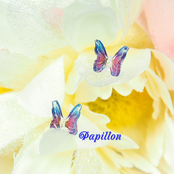 ☆煌めく花蝶々のプチピアス・イヤリング☆彡 3枚目の画像