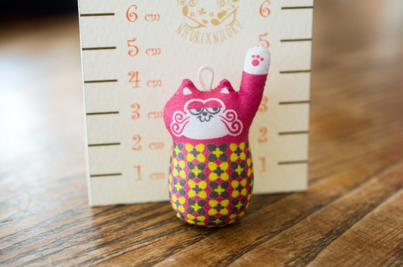 ニコリ×ニコリー　マネキネコ　ピンク猫　花柄（２０２１冬〜）　販売終了しました。 3枚目の画像