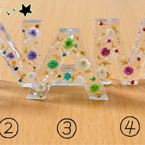 ❁✿✾押し花ﾚｼﾞﾝ❁✿✾ ｲﾆｼｬﾙキーホルダー☆ その他