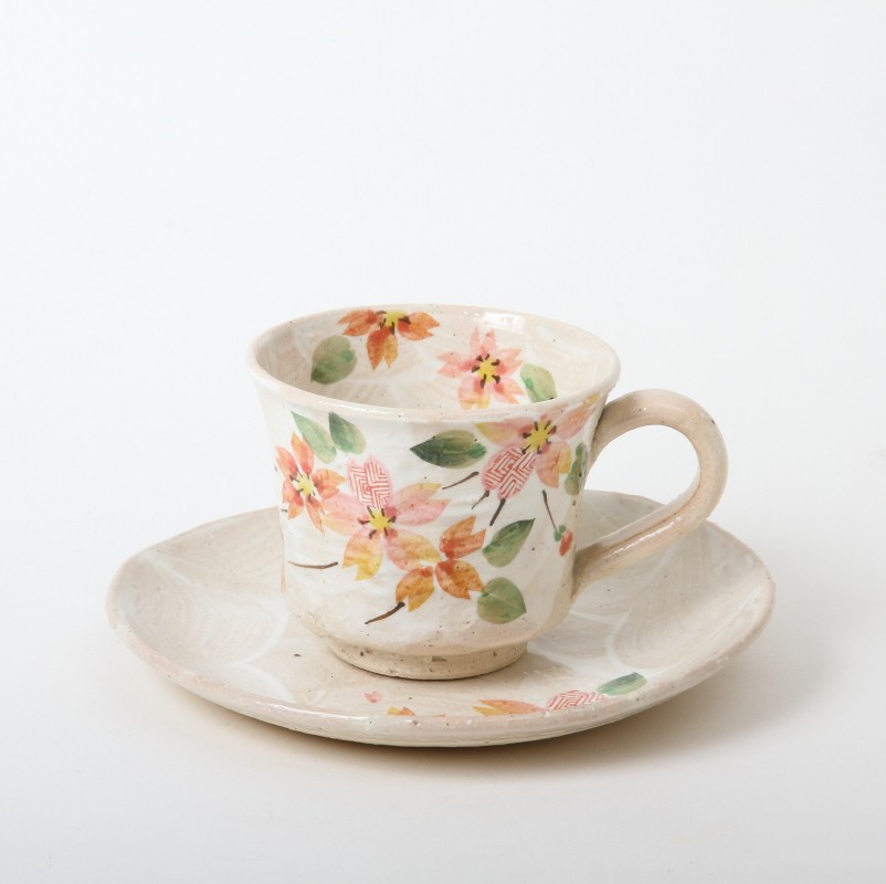 【清水焼】小紋桜　コーヒー碗皿