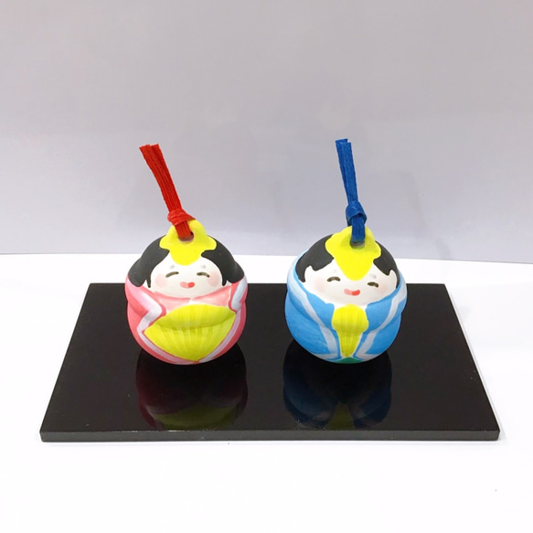 【清水焼】ひな祭り　土鈴セット　（ピンク・水色） 1枚目の画像