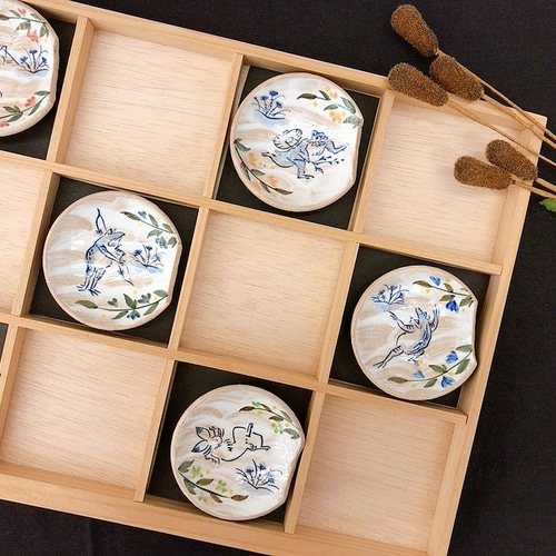 清水焼】鳥獣戯画 豆皿箸置き5客セット 箸・箸置き あかね屋 通販