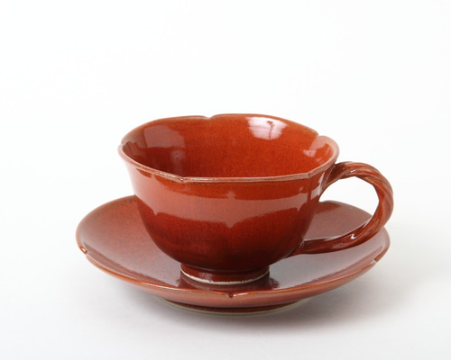 清水焼】柿釉 輪花コーヒー碗皿 ティーカップ あかね屋 通販 9786049